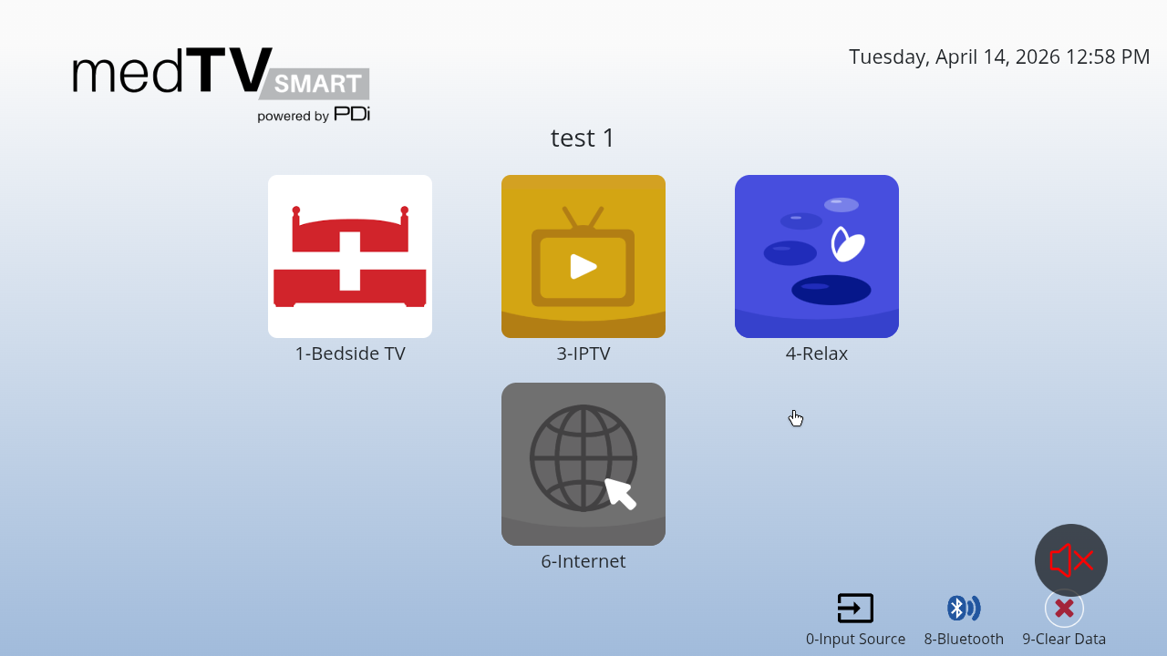 MedTx bedside entertainment interface on a PDi medTV